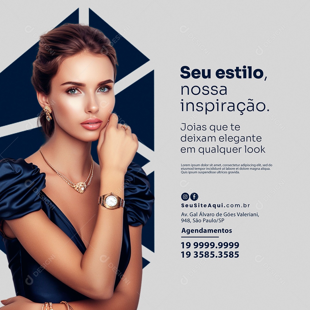Joalheria Joias Elegantes Social Media PSD Editável