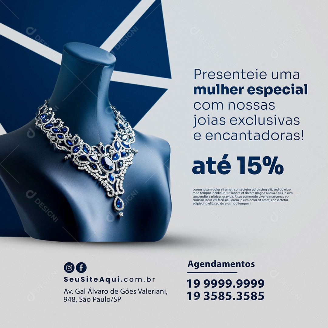 Joalheria colar ancantador  Social Media PSD Editável