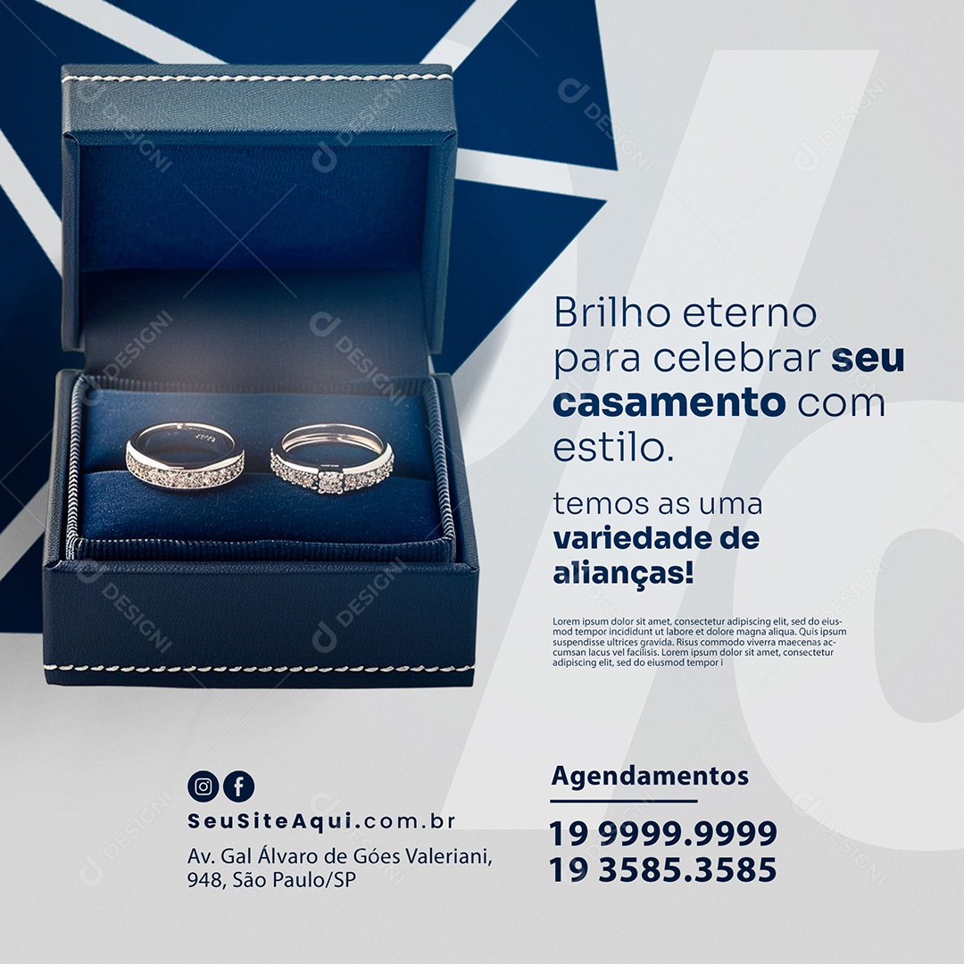 Joalheria Aliança de Casamento Social Media PSD Editável