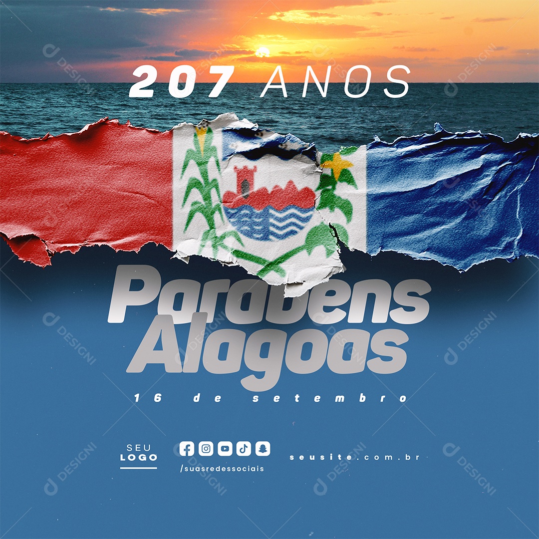 Aniversario Parabéns Alagoas 16 de Setembro Social Media PSD Editável