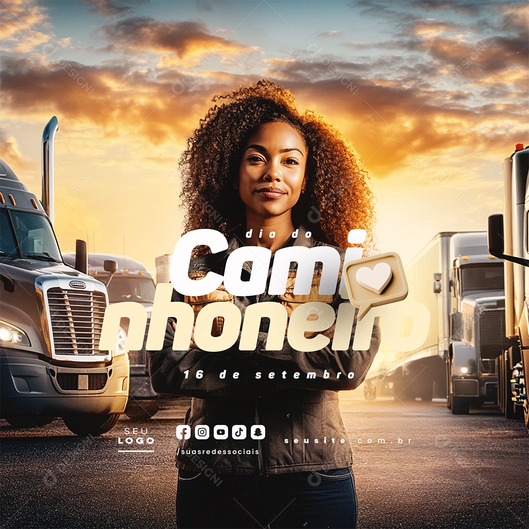 Dia do Caminhoneiro 16  de Setembro Social Media PSD Editável
