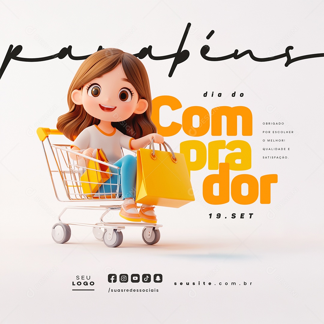 Dia do Comprador 19 de Setembro Parabéns Social Media PSD Editável