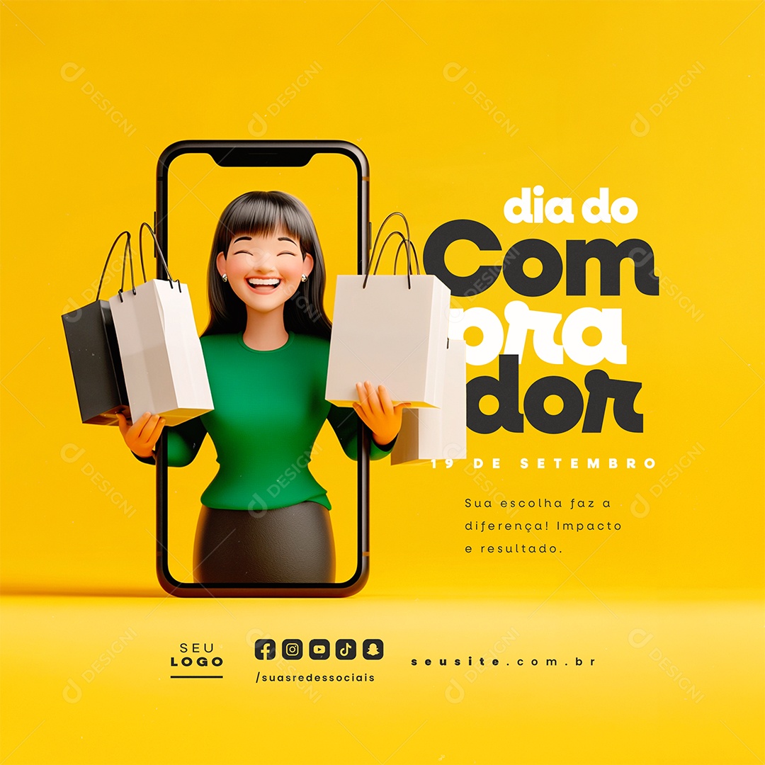 Dia do Comprador 19 de Setembro Sua Escolha Faz a Diferença Social Media PSD Editável