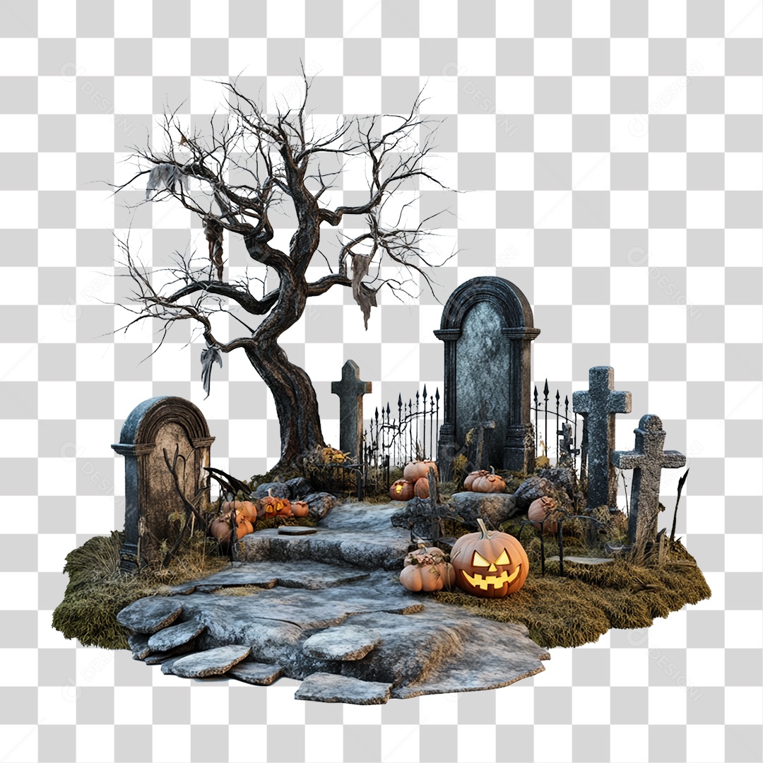Cemitério Halloween PNG Transparente