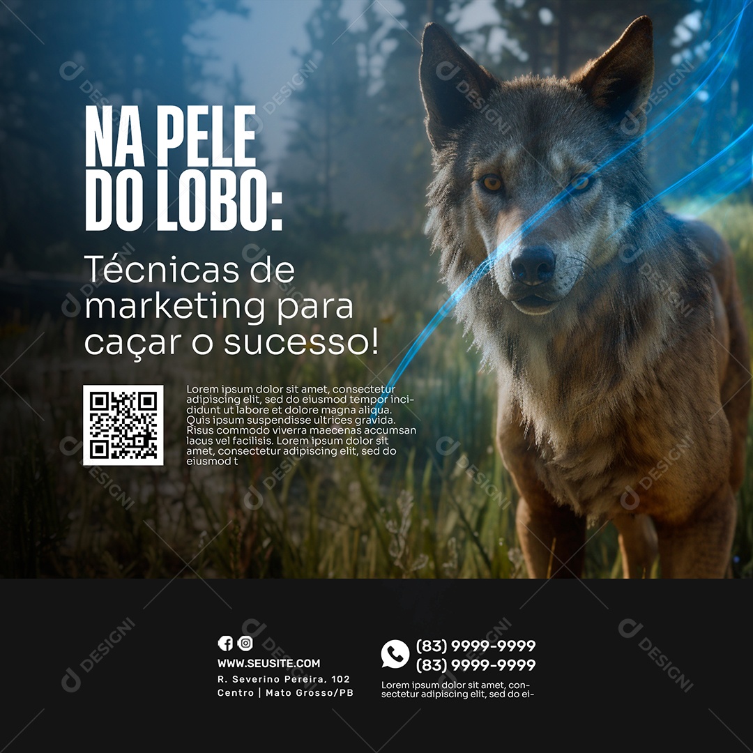 Marketing Digital Na Pele Do Lobo Social Media PSD Editável