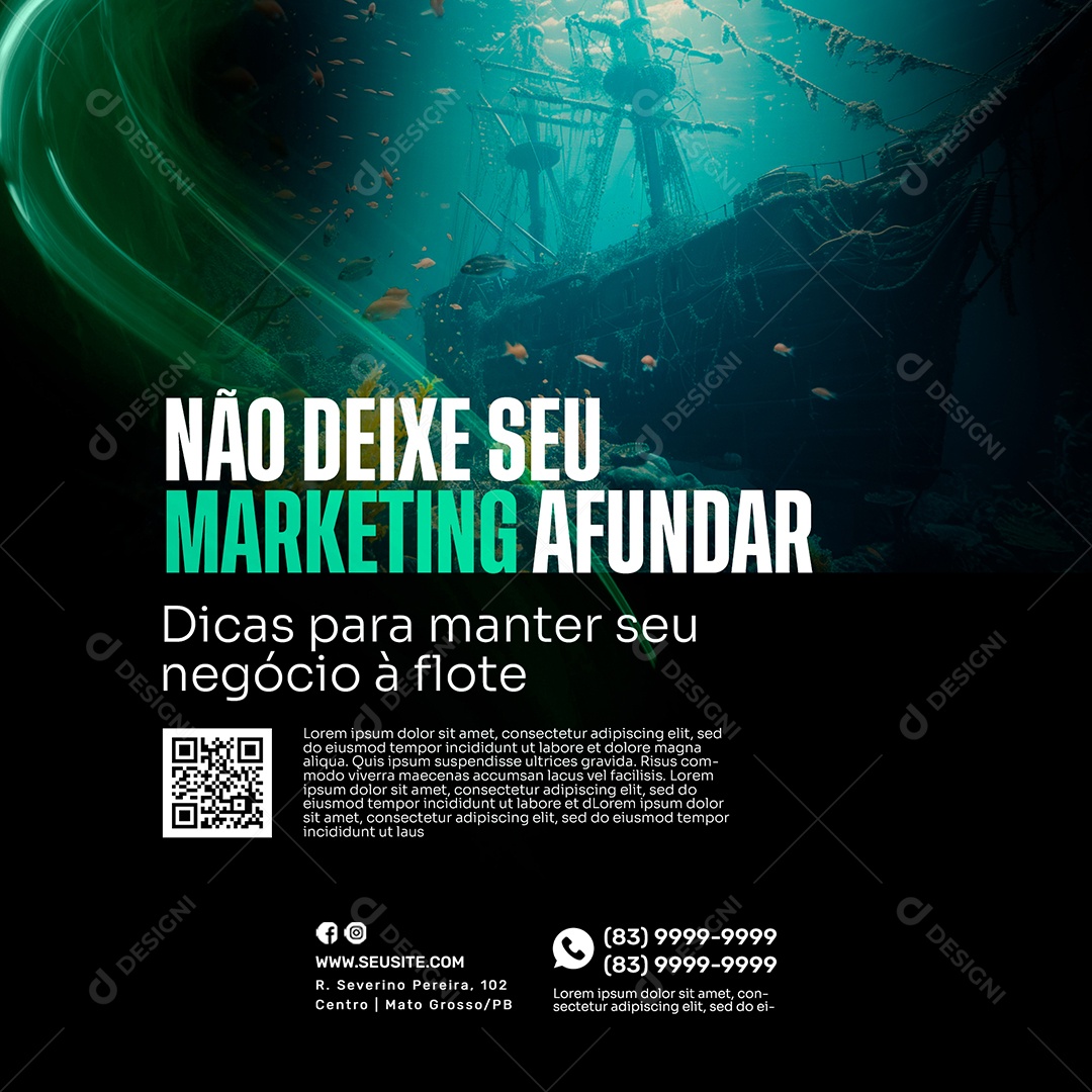 Marketing Digital Não Deixe Sua Marketing Afundar Social Media PSD Editável