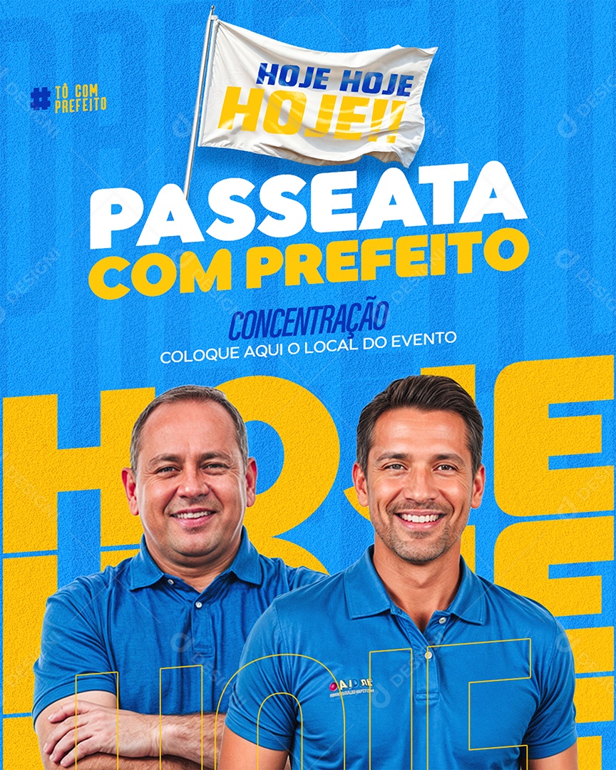 Política Hoje Passeata com Prefeito Social Media PSD Editável