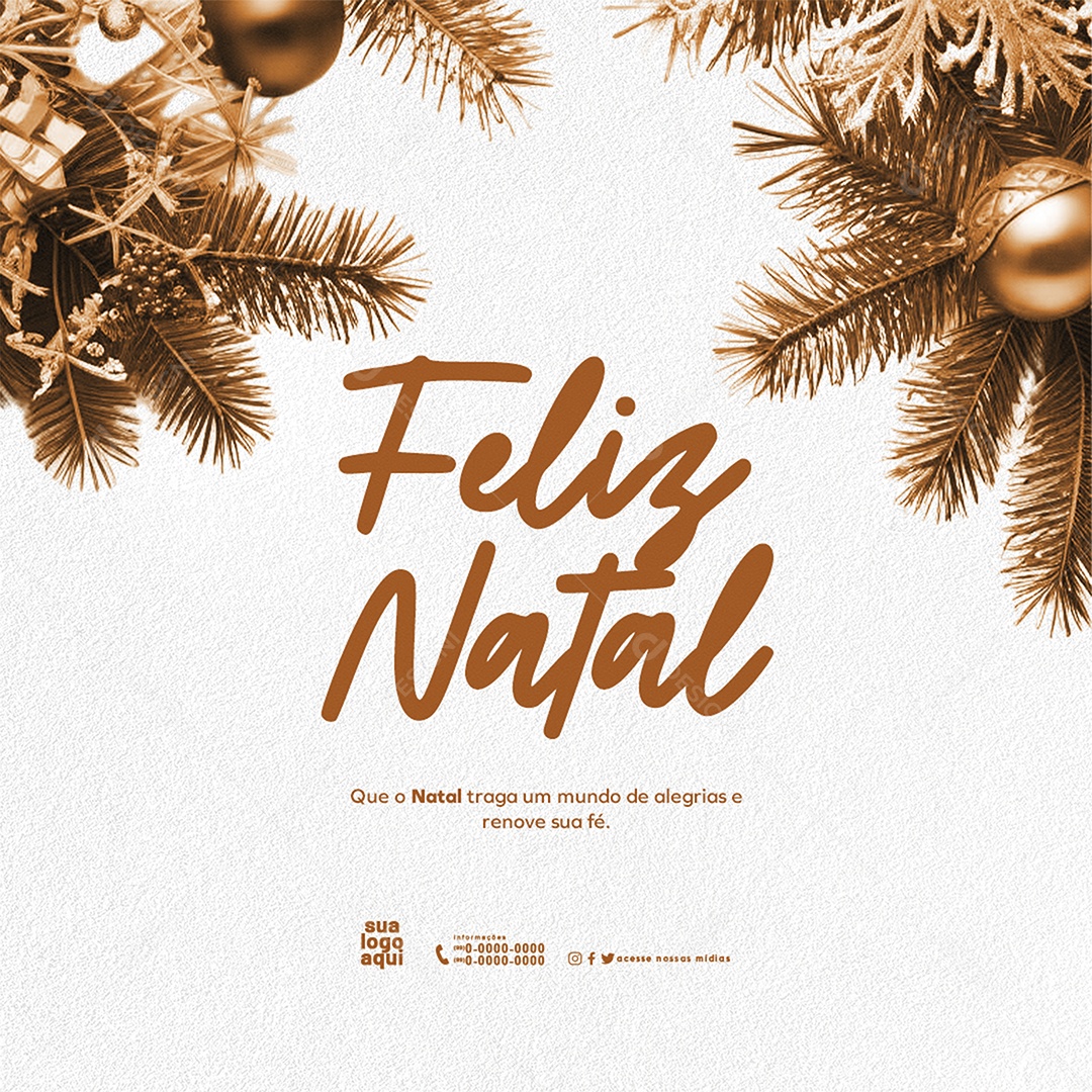 Feliz Natal 25 de Dezembro Traga um Mundo de Alegrias Social Media PSD Editável