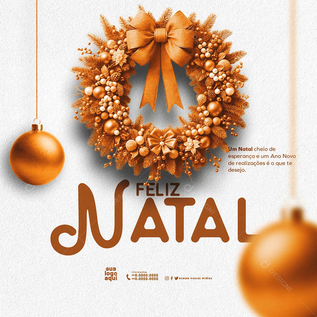 Feliz Natal 25 de Dezembro Cheio de Esperança e um Ano Novo de Realizações Social Media PSD Editável