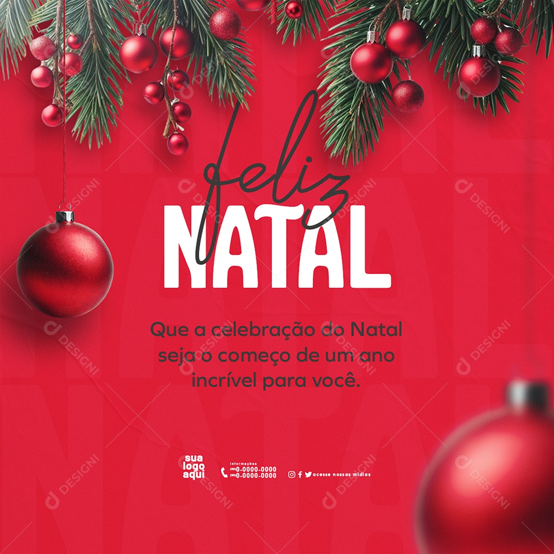 Feliz Natal 25 de Dezembro Social Media PSD Editável