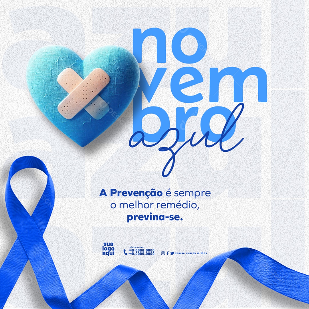 Novembro Azul Previna Social Media PSD Editável