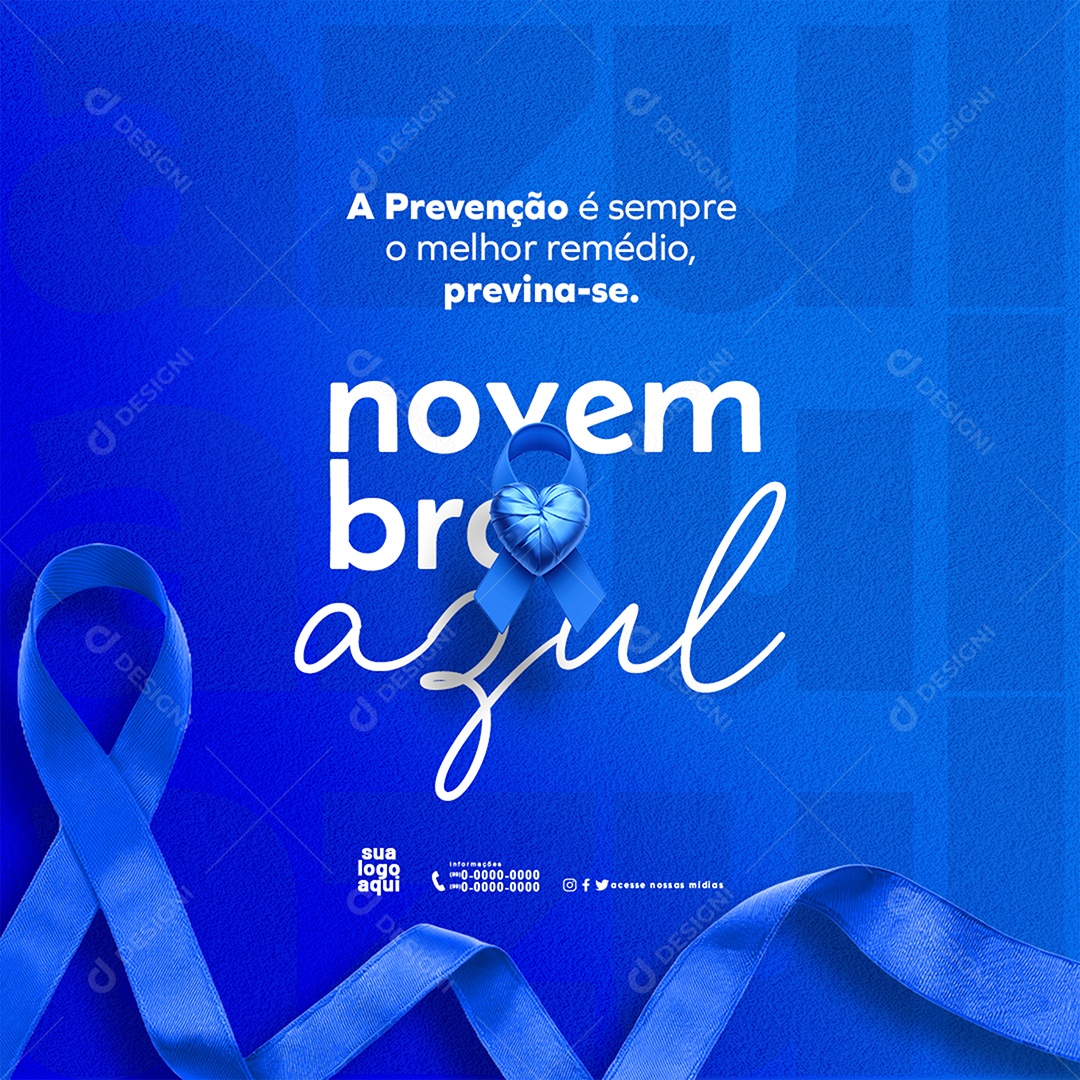 Novembro Azul a Prevenção é Sempre o Melhor Remédio Social Media PSD Editável