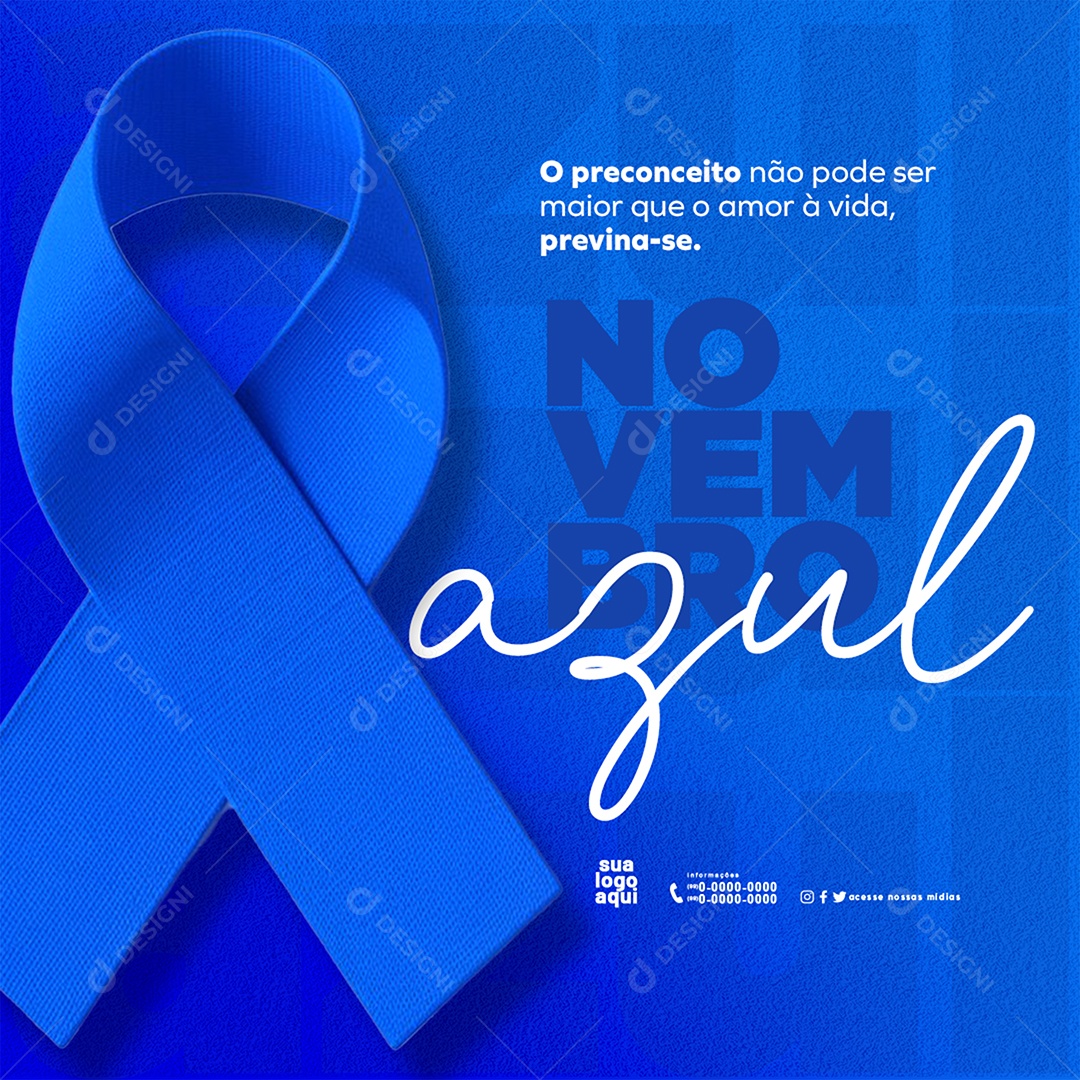 Novembro Azul Previna-se Social Media PSD Editável