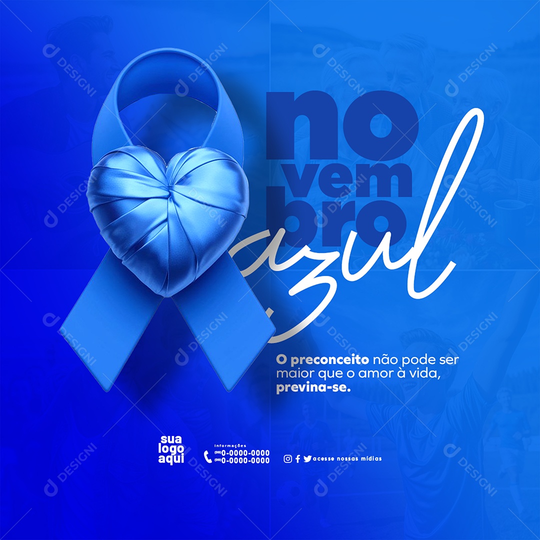 Novembro Azul o Preconceito não Pode ser Maior que o Amor a Vida Social Media PSD Editável
