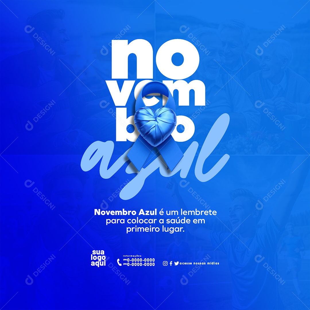 Novembro Azul é um Lembrete Social Media PSD Editável