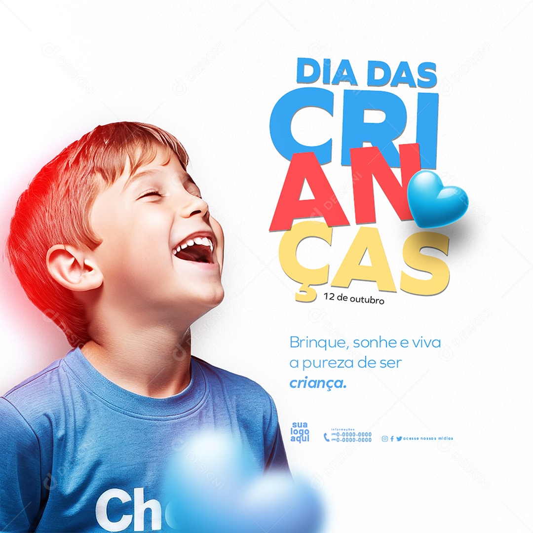 Dia das Crianças 12 de Outubro Brinque Sonhe e Viva Social Media PSD Editável