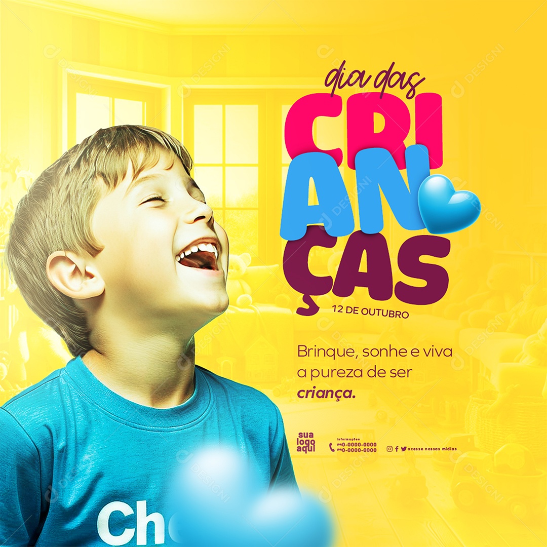 Dia das Crianças 12 de Outubro Brinque Sonhe e Viva a Pureza de ser Criança Social Media PSD Editável