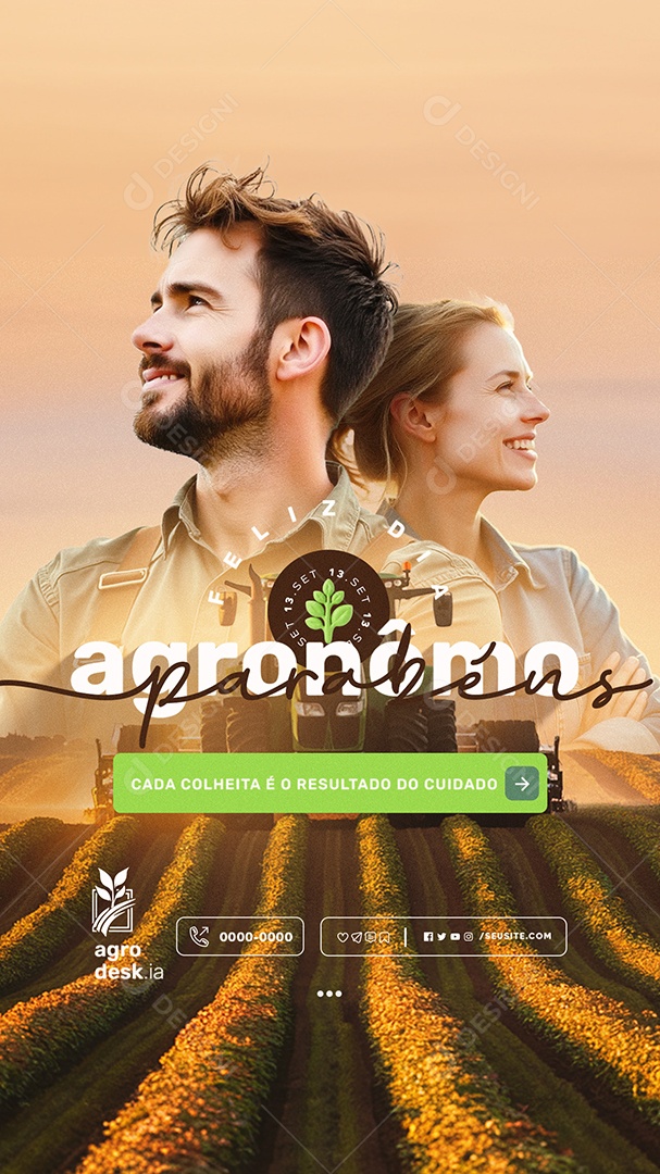 Story Feliz Dia do Agrônomo 13 de Setembro Parabéns Social Media PSD Editável