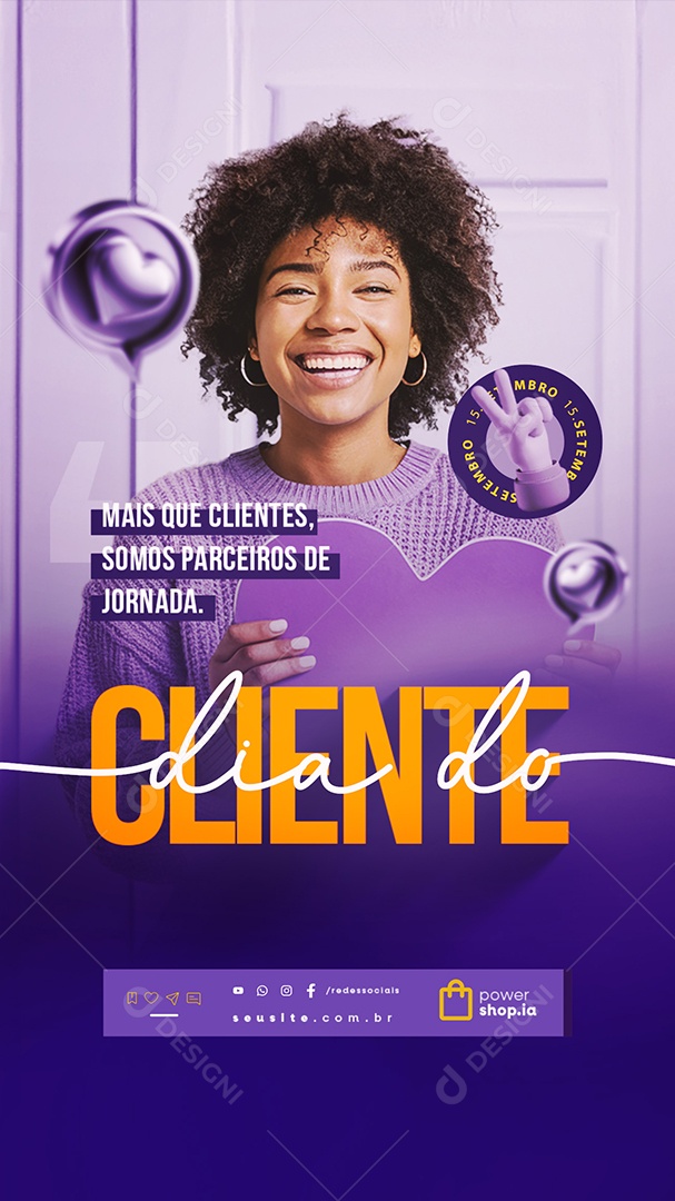 Story Dia do Cliente 15 de Setembro Mais que Clientes Social Media PSD Editável