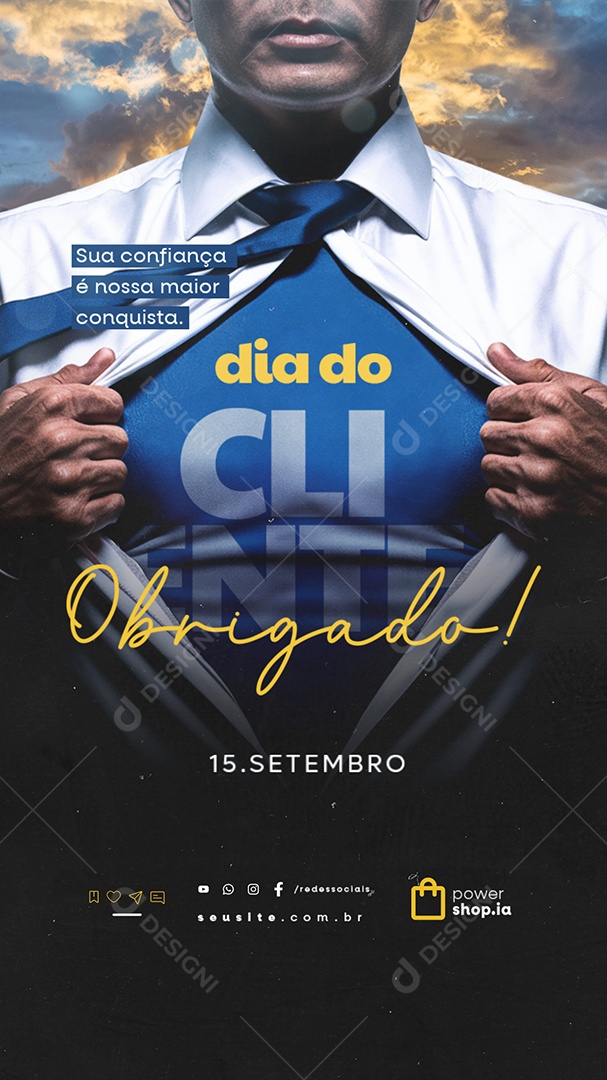 Story Dia do Cliente 15 de Setembro Obrigado Social Media PSD Editável