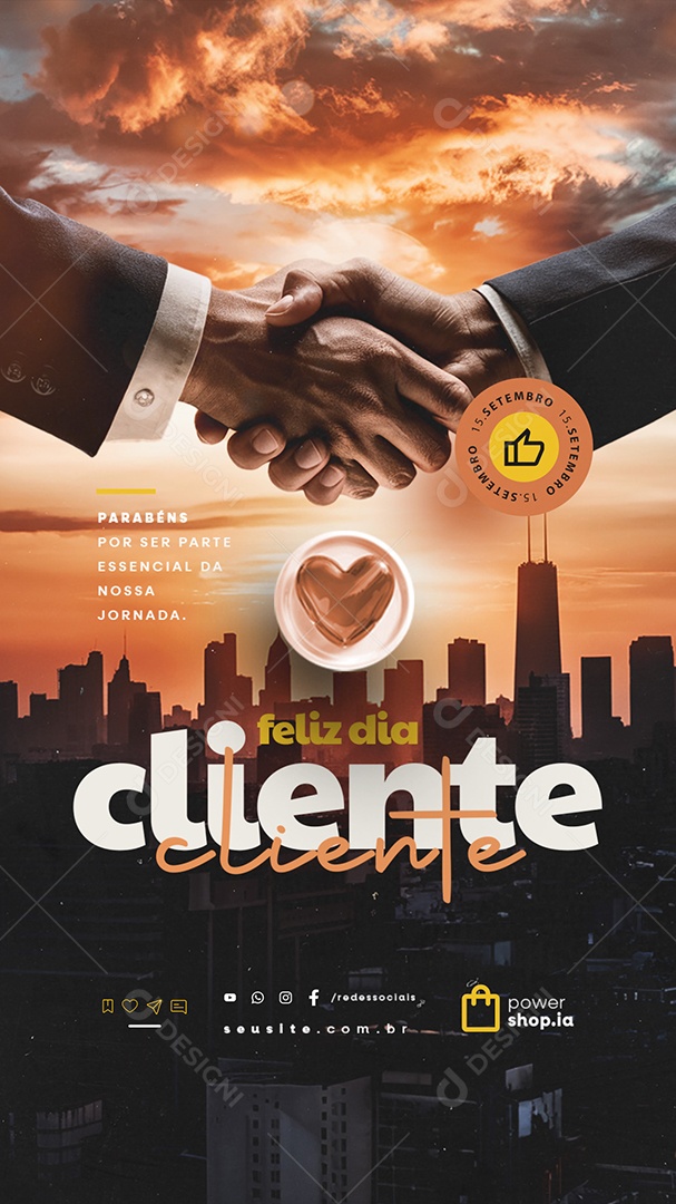 Story Feliz Dia Do Cliente 15 de Setembro Parabéns Social Media PSD Editável