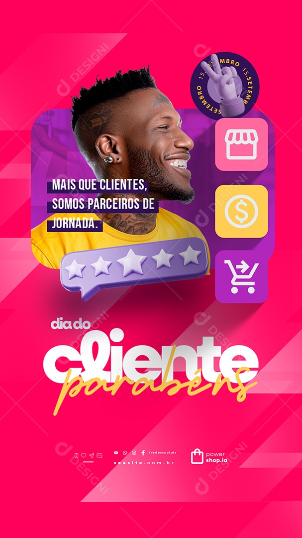 Story Dia do Cliente 15 de Setembro Parabéns Social Media PSD Editável