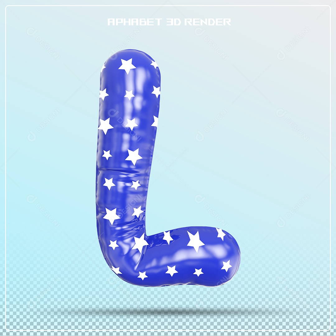 Letra 3D L Balão Azul Para Composição PSD