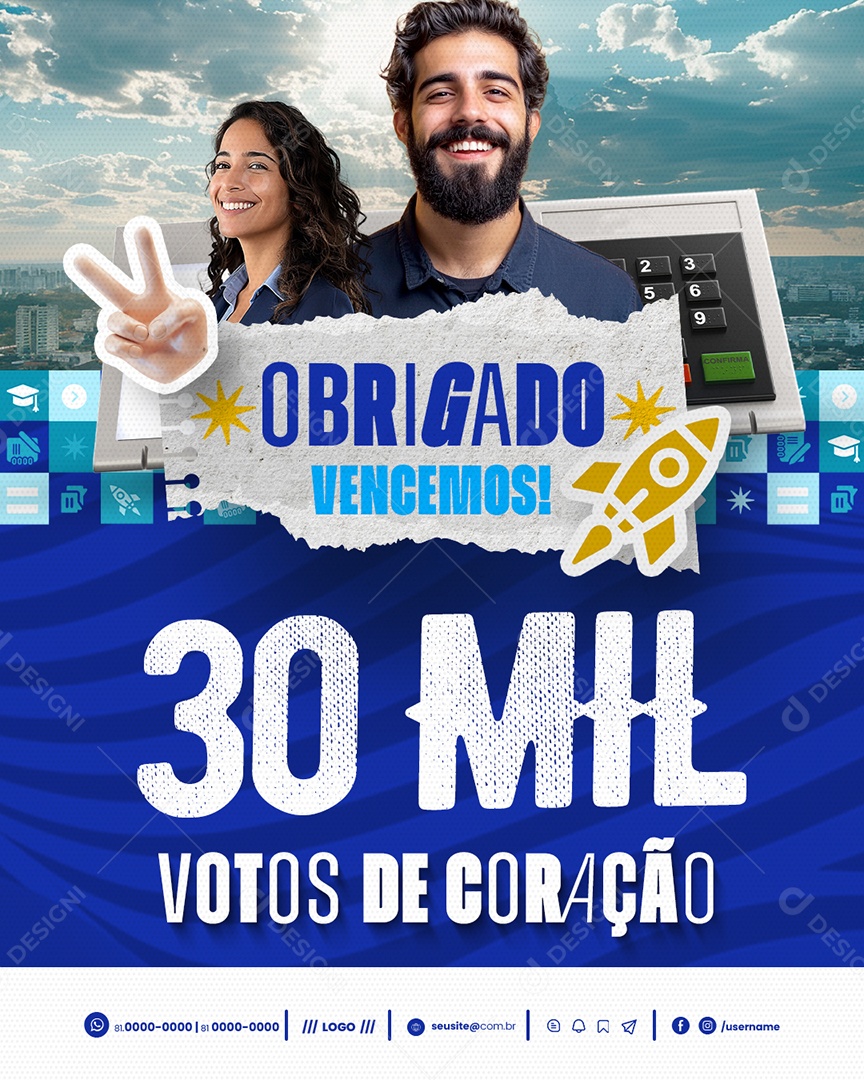 Política Obrigado Vencemos Social Media PSD Editável