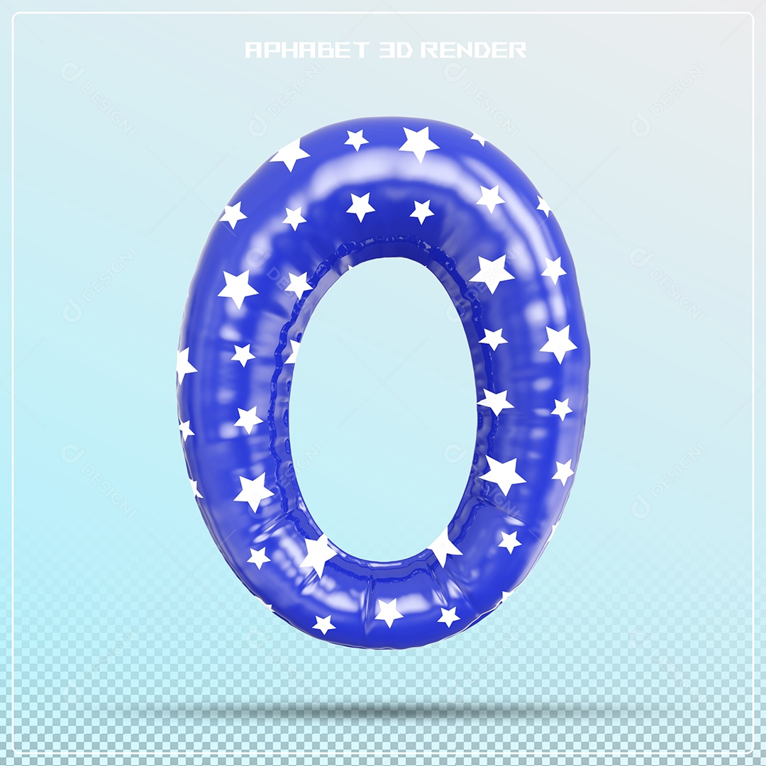 Letra 3D O Balão Azul Para Composição PSD