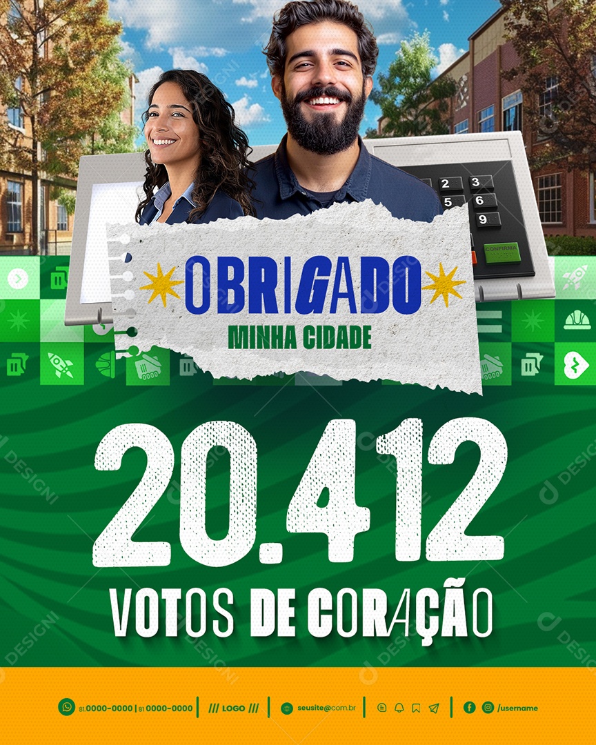 Política Obrigado Social Media PSD Editável