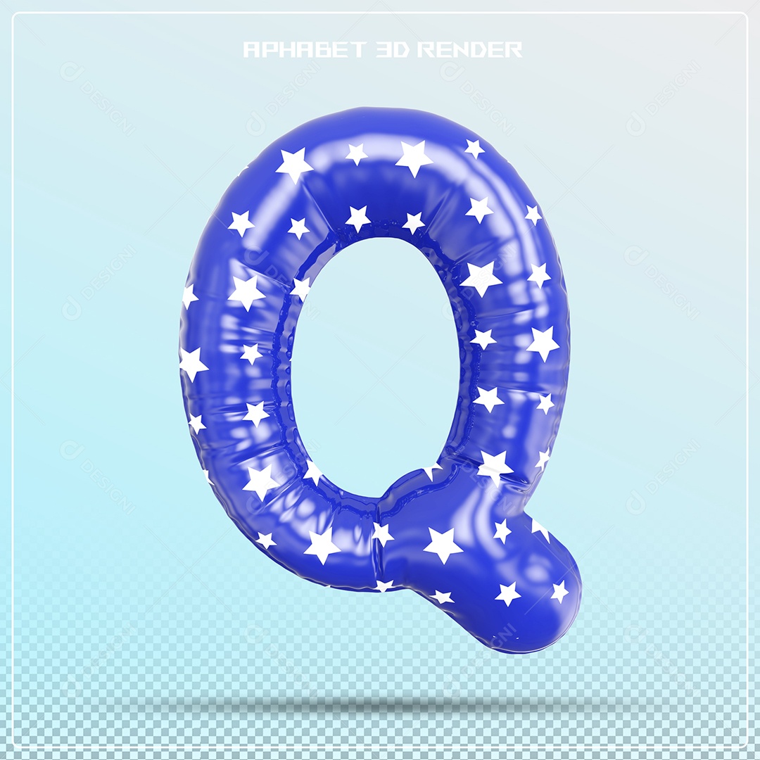 Letra 3D Q Balão Azul Para Composição PSD