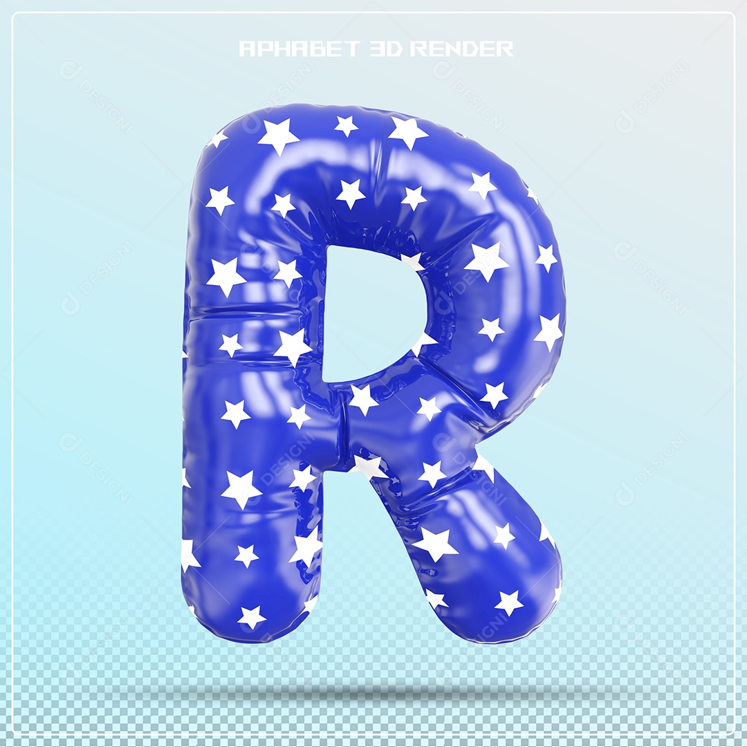 Letra 3D R Balão Azul Para Composição PSD