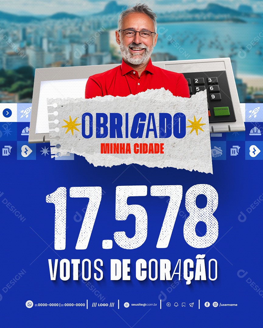 Política Obrigado Minha Cidade Social Media PSD Editável