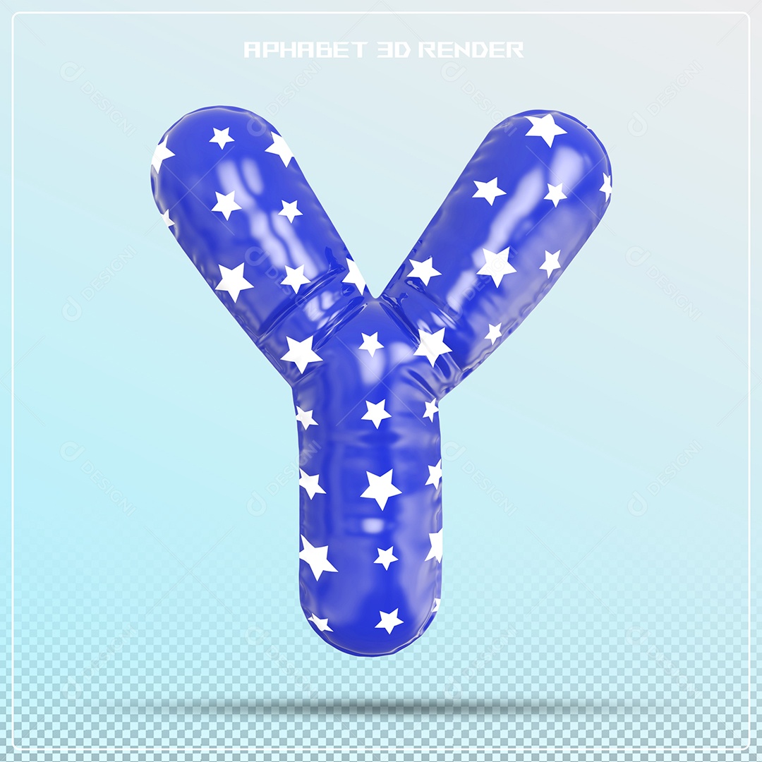 Letra 3D Y  Balão Azul Para Composição PSD
