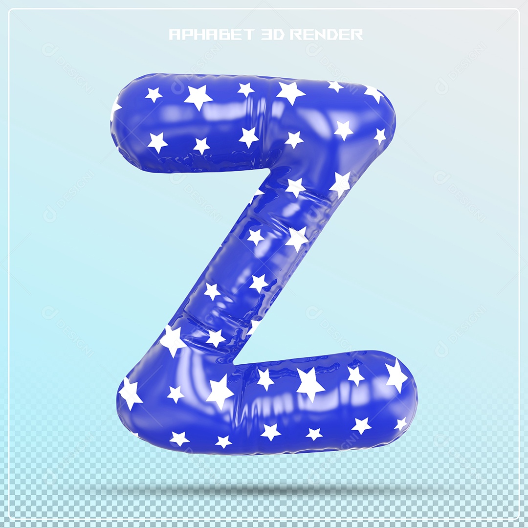 Letra 3D Z Balão Azul Para Composição PSD