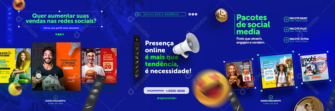 Carrossel Designer Gráfico Presença Online é mais que Tendência é Necessidade Social Media PSD Editável