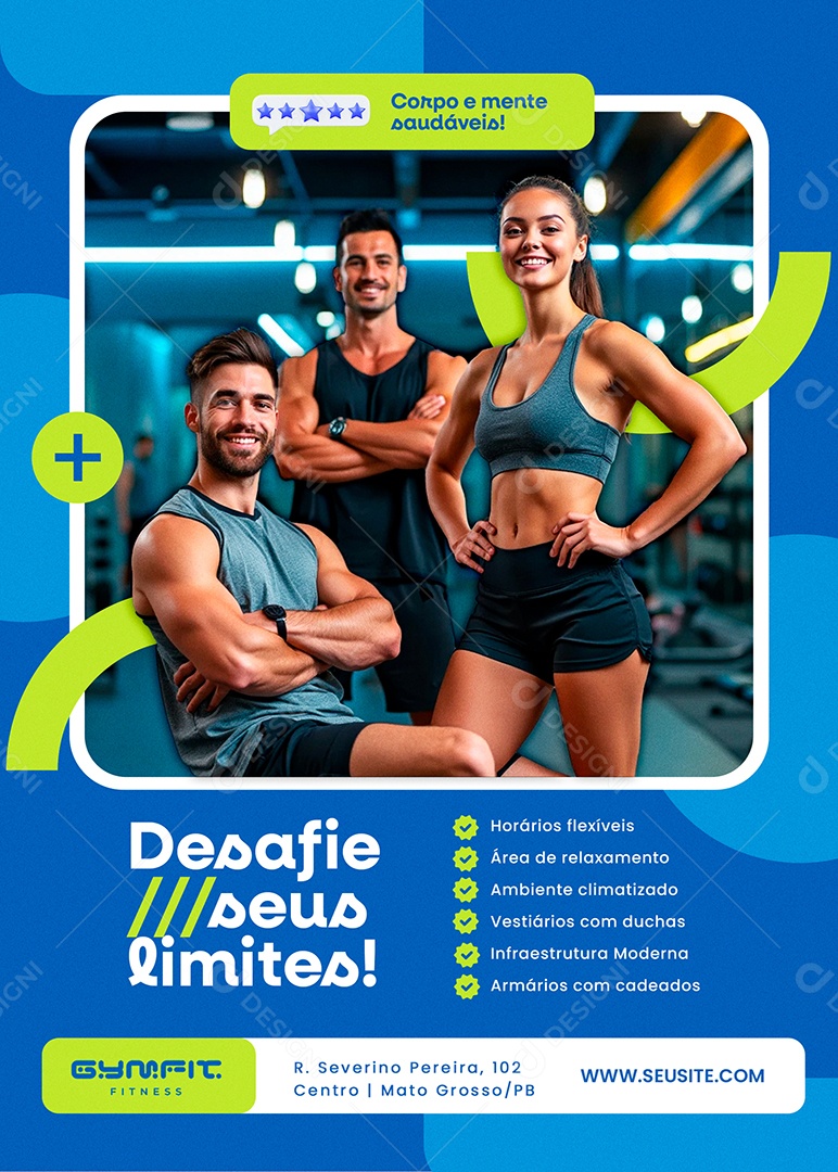 Flyer Academia Desafie seus Limites Social Media PSD Editável