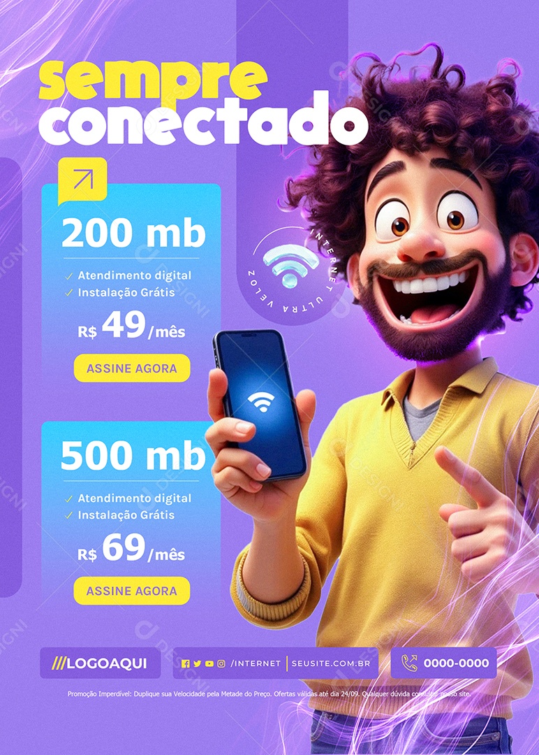 Flyer Internet Sempre Conectado Social Media PSD Editável