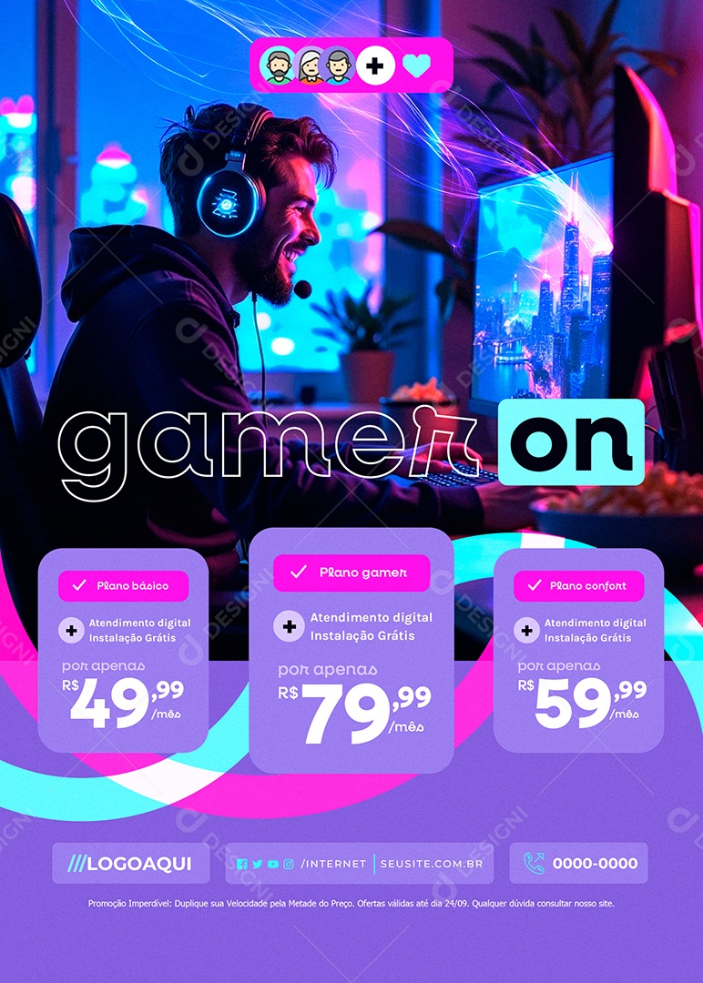 Flyer Internet Gamer On Social Media PSD Editável