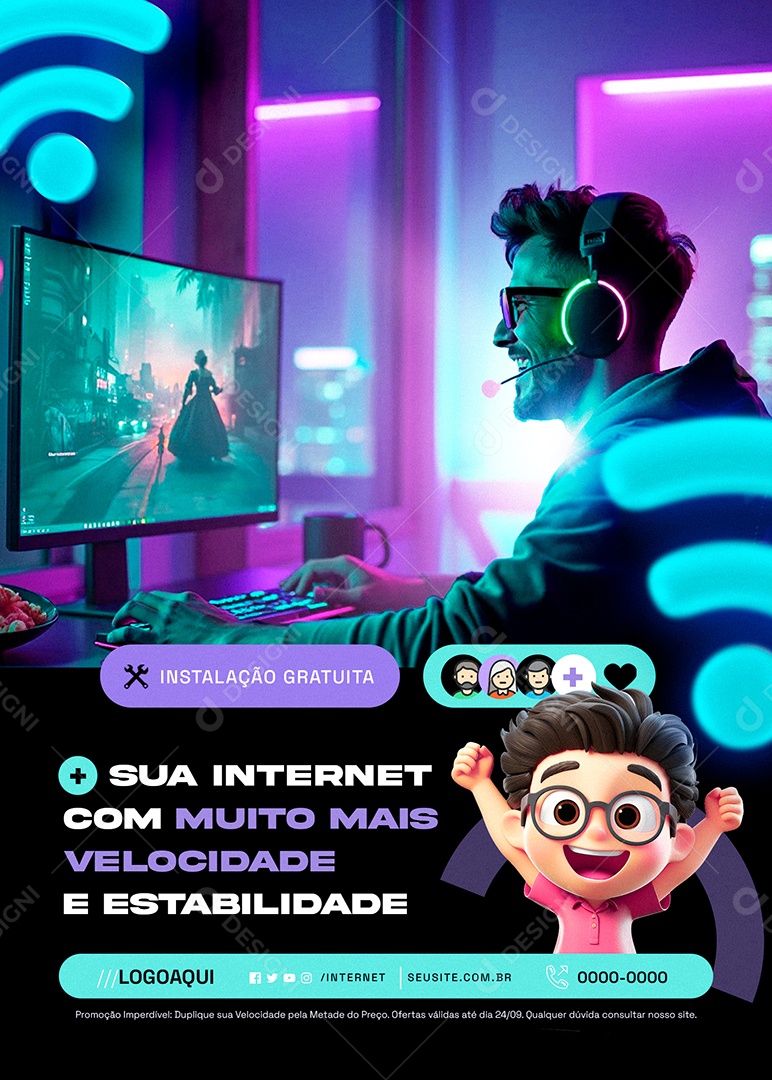 Flyer Internet Velocidade e Estabilidade Social Media PSD Editável