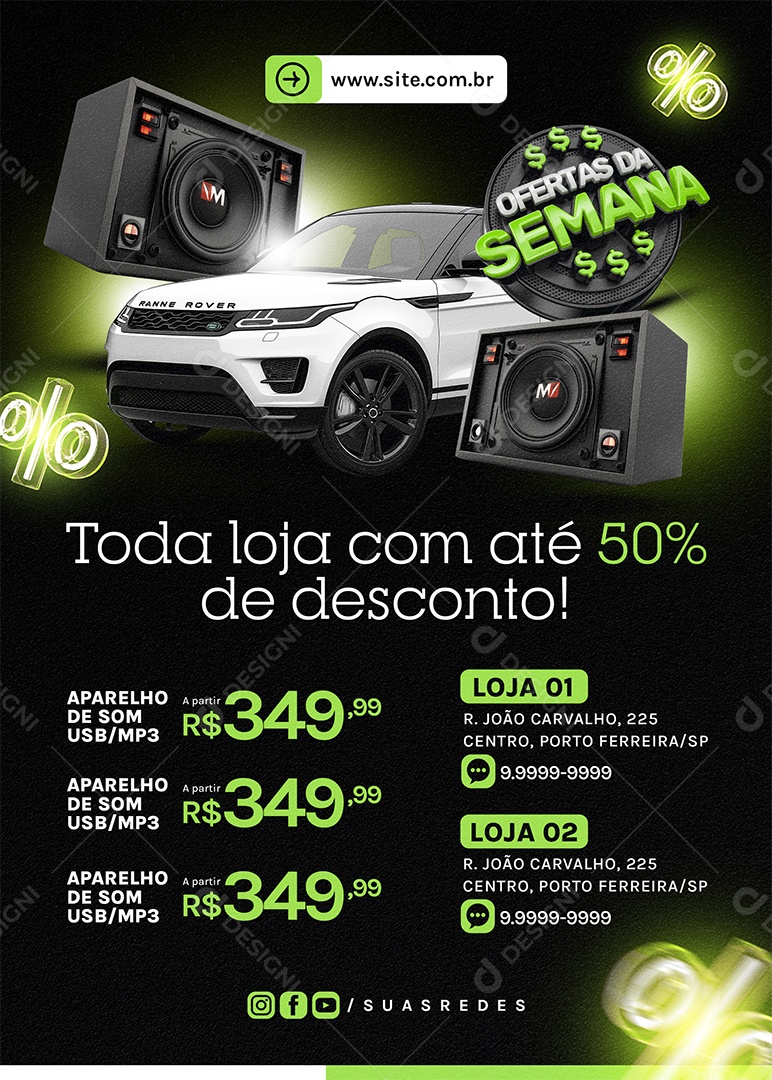 Flyer Ofertas da Semana Som Automotivo Social Media PSD Editável