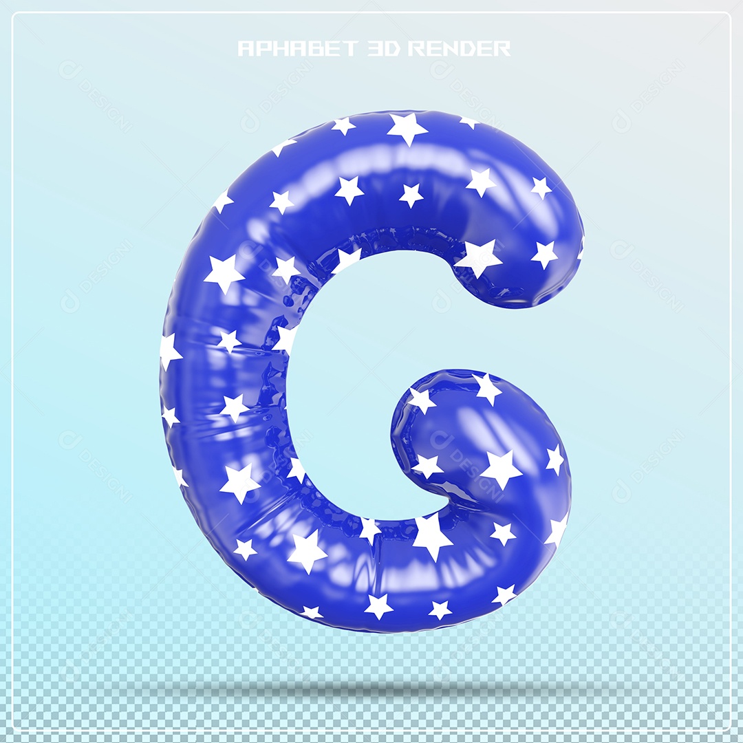Letra 3D G  Balão Azul Para Composição PSD