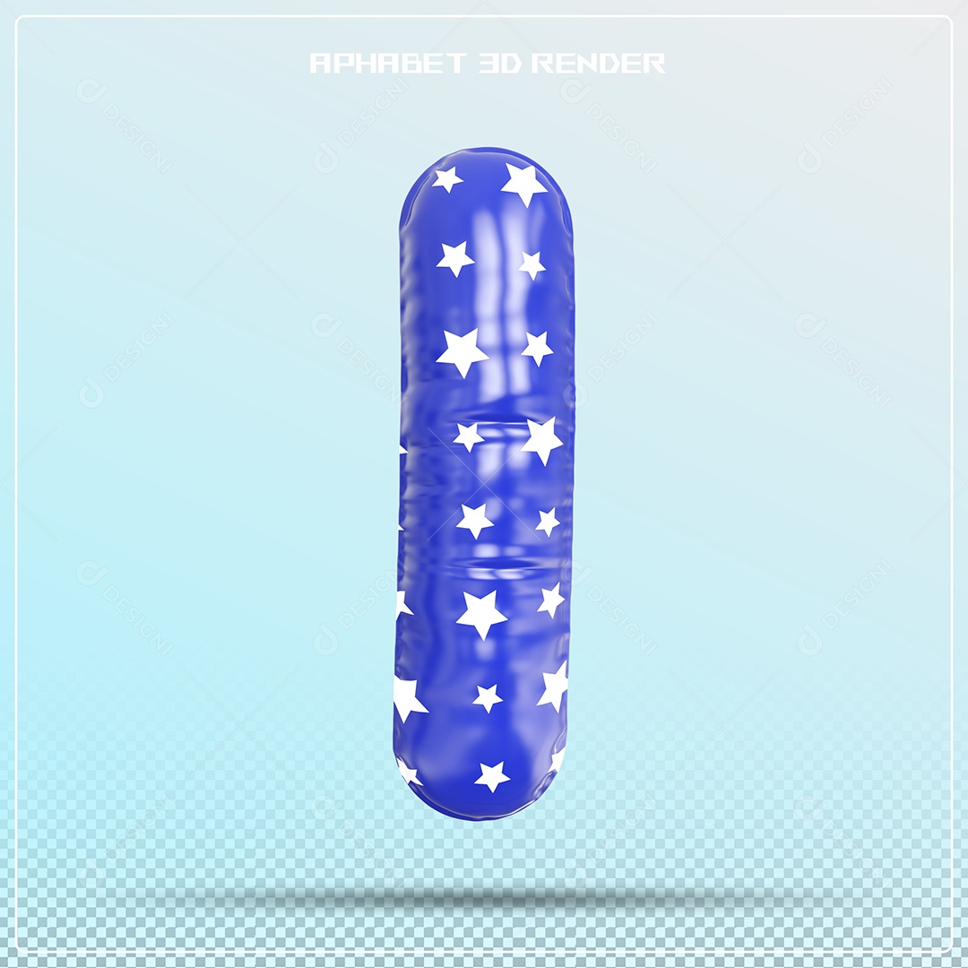 Letra 3D I  Balão Azul Para Composição PSD