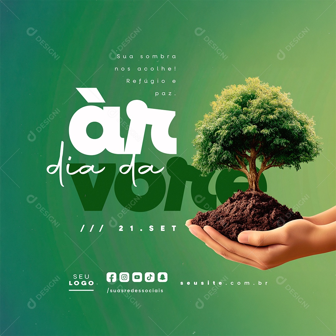 Dia da Árvore 21 de Setembro Sua Sombra nos Acolhe Social Media PSD Editável