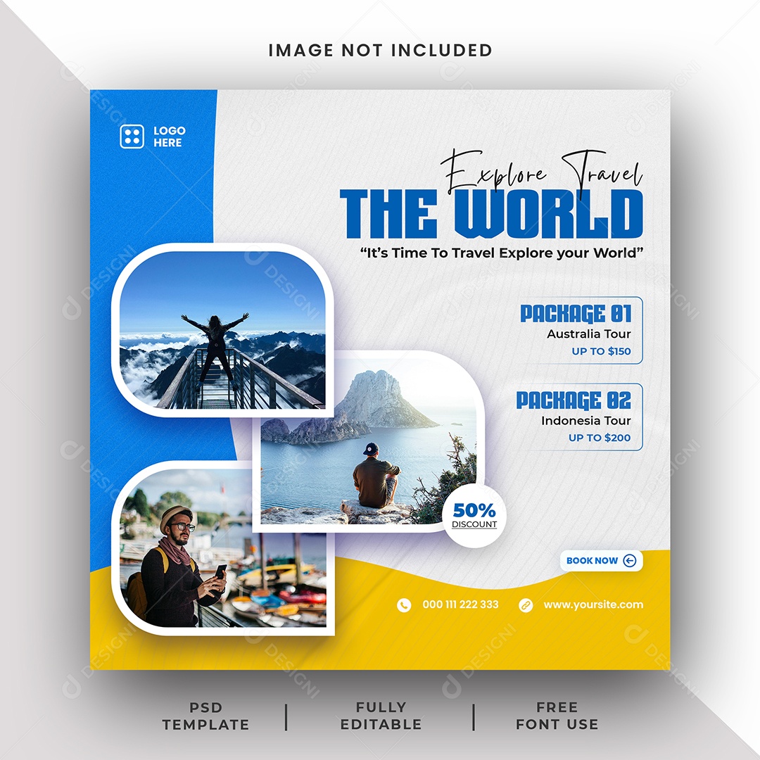 Agência de Viagem é Hora de Explorar o Mundo Social Media PSD Editável