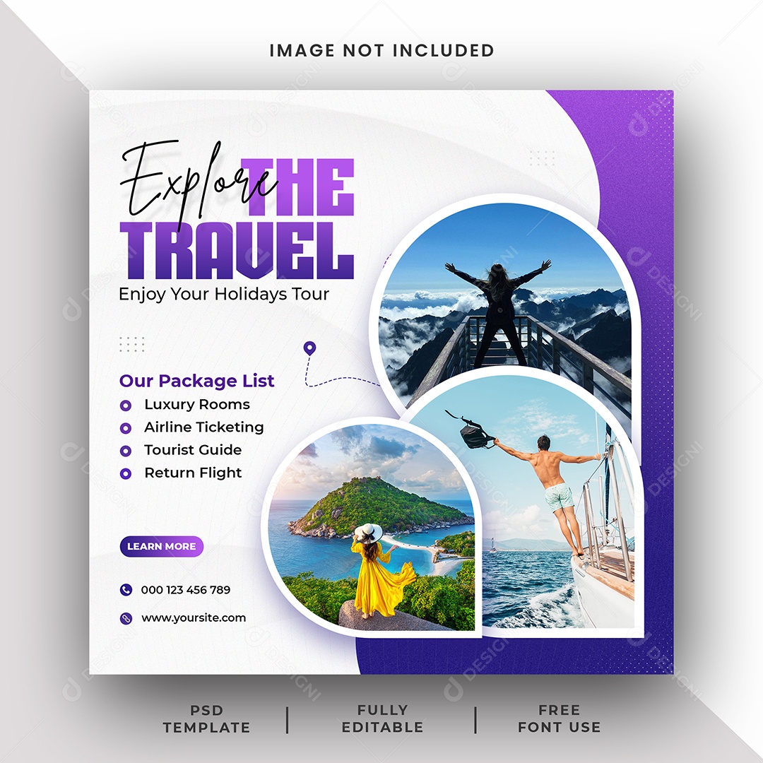Agência de Viagem Aproveite Sua viagem Social Media PSD Editável