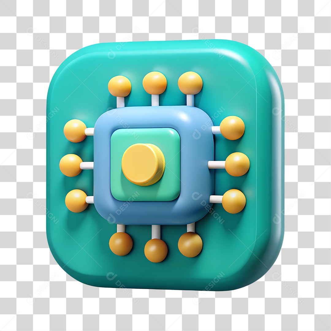 Elemento 3D Ícone IA PNG Transparente