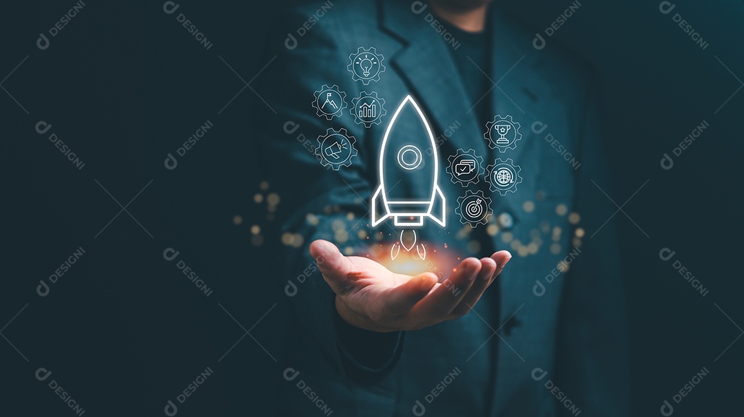 Empresário sobre um escritório