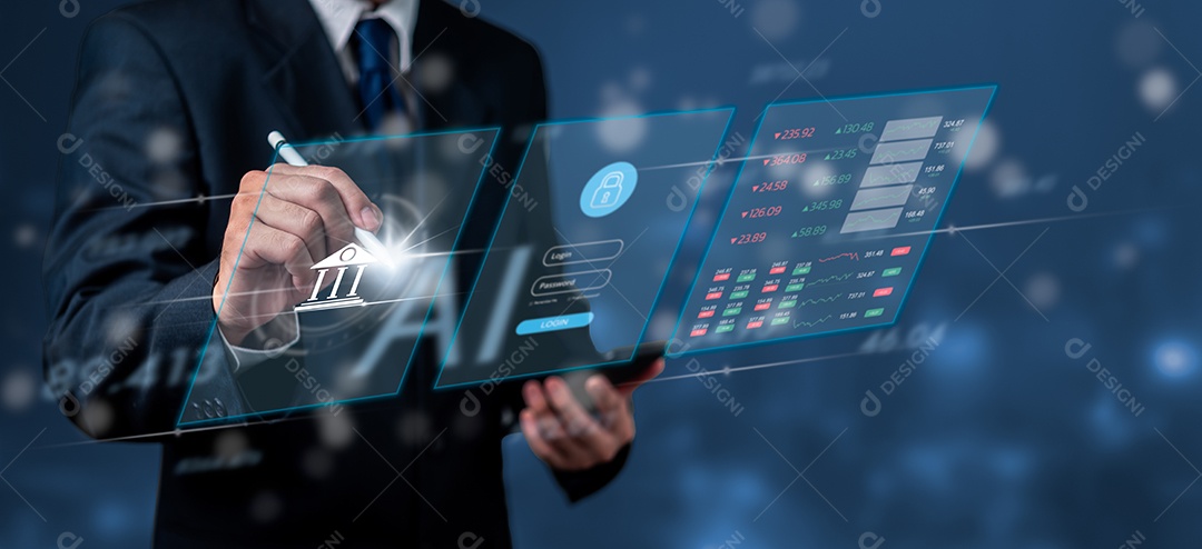 Empresário sobre um escritório