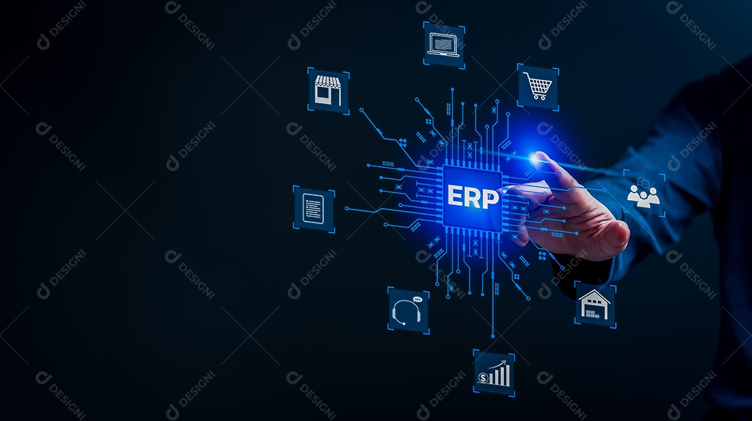 Empresário sobre um escritório